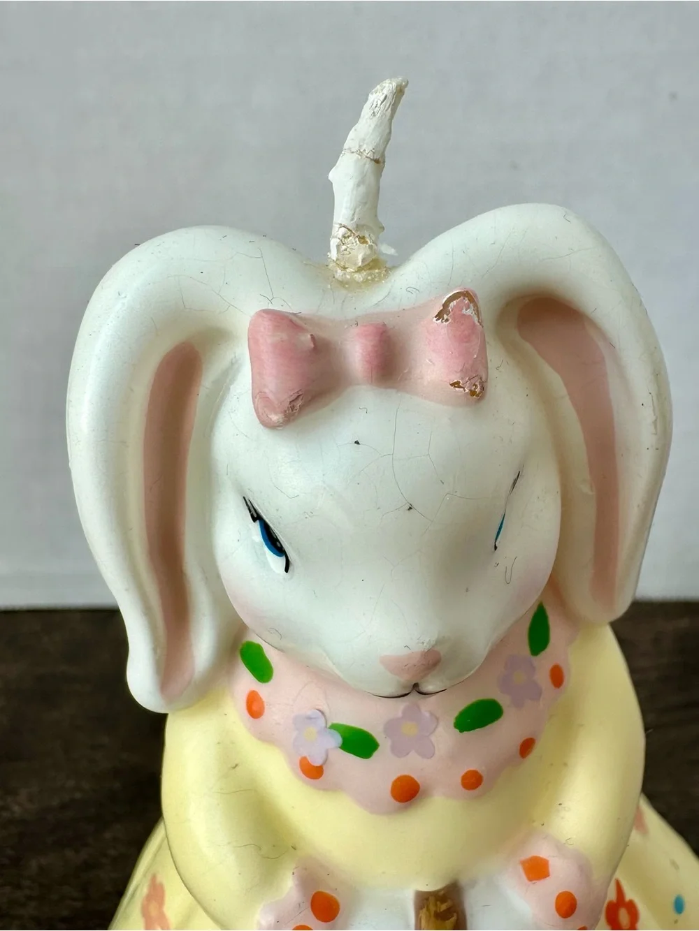 Vintage Easter Bunny Wax Candles Set of 2 Pastel Dress Unburned Retro Kitsch